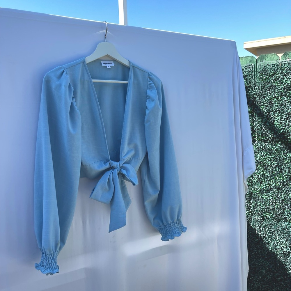 Baby Blue Long Sleeve Crop - SUPERDOWN - XS